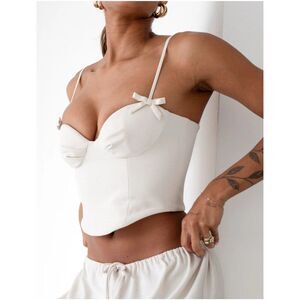 Rumored NWT A Little Dream Bow Coquette Top Large Vintage Chic Quiet Luxury